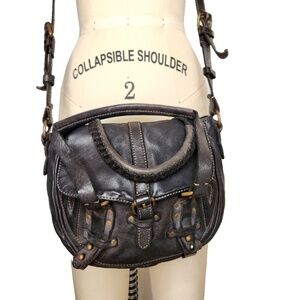 All Saints Leather Crossbody or Hand Bag Purse Boho Black Small Medium